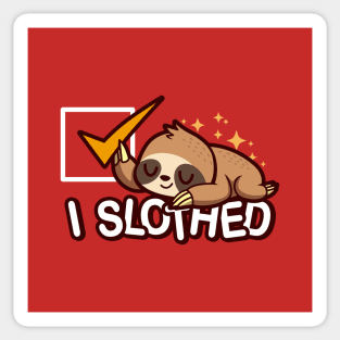 Funny Cute Sloth Sleeping Cartoon Lazy Procrastination Champion Slogan Sticker